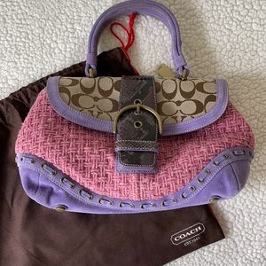 HOLD 
Coach woven and suede snake skin satchel